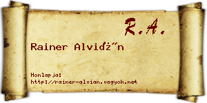Rainer Alvián névjegykártya